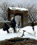 Caspar David Friedrich Graveyard under Snow Spain oil painting reproduction